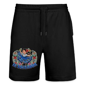 Drapeau salvadorien Fille Salvadorienne Traditionnel - Short de jogging bio TRAINER Stanley/Stella unisexe - noir - Devant - Nik (191cm) & Marisol (170cm)