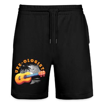 Funny Ukulele Designs and Sayings - Stanley/Stella Trainer Unisex Organic Jogging Shorts - black - Front - Nik (191cm) & Marisol (170cm)