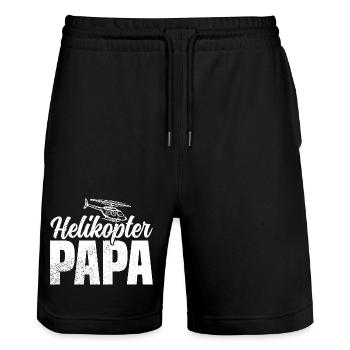 Helicopter Dad - Stanley/Stella Trainer Unisex Organic Jogging Shorts - black - Front - Nik (191cm) & Marisol (170cm)