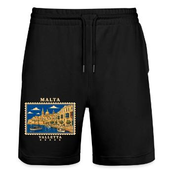 Marque de voyage vintage Malta Valletta - Short de jogging bio TRAINER Stanley/Stella unisexe - noir - Devant - Nik (191cm) & Marisol (170cm)