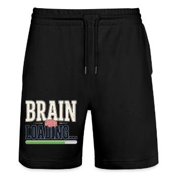 Student Humor – Brain Loading - Stanley/Stella Trainer Unisex Organic Jogging Shorts - black - Front - Nik (191cm) & Marisol (170cm)