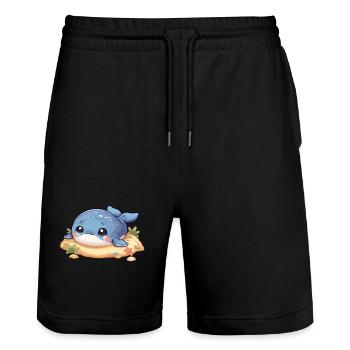 Wal auf Sandbank - Stanley/Stella Unisex Bio Joggingshorts Trainer  - Schwarz - Vorne - Nik (191cm) & Marisol (170cm)