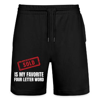 Real Estate Agent Realtor Home Seller Marketing - Stanley/Stella Trainer Unisex Organic Jogging Shorts - black - Front - Nik (191cm) & Marisol (170cm)