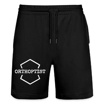 Orthoptiste comme métier - Short de jogging bio TRAINER Stanley/Stella unisexe - noir - Devant - Nik (191cm) & Marisol (170cm)