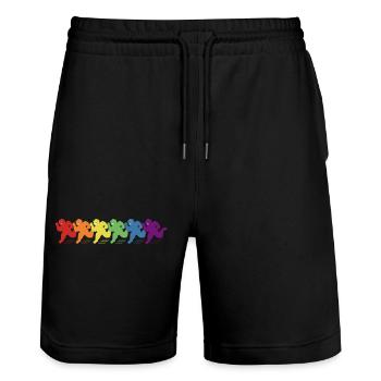 Rainbow Bears Parade! - Stanley/Stella Trainer Unisex Organic Jogging Shorts - black - Front - Nik (191cm) & Marisol (170cm)