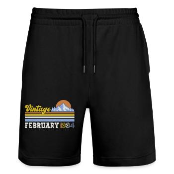 30. Geburtstag Vintage Februar Jahrgang 1994 - Stanley/Stella Unisex Bio Joggingshorts Trainer  - Schwarz - Vorne - Nik (191cm) & Marisol (170cm)