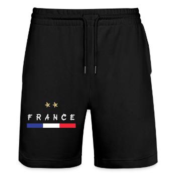 Maillot de football France Drapeau français - Short de jogging bio TRAINER Stanley/Stella unisexe - noir - Devant - Nik (191cm) & Marisol (170cm)