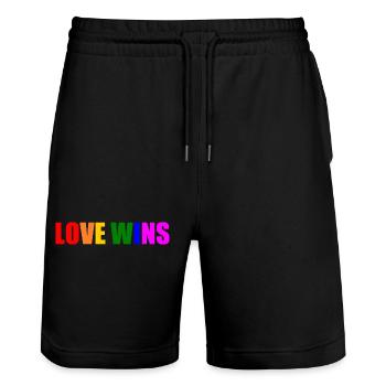 Love wins - Stanley/Stella Trainer Unisex Organic Jogging Shorts - black - Front - Nik (191cm) & Marisol (170cm)