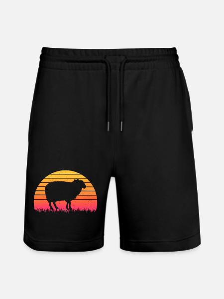 Retro Sunset Sheep T-Shirt Sheep - Stanley/Stella Trainer Unisex Organic Jogging Shorts - black