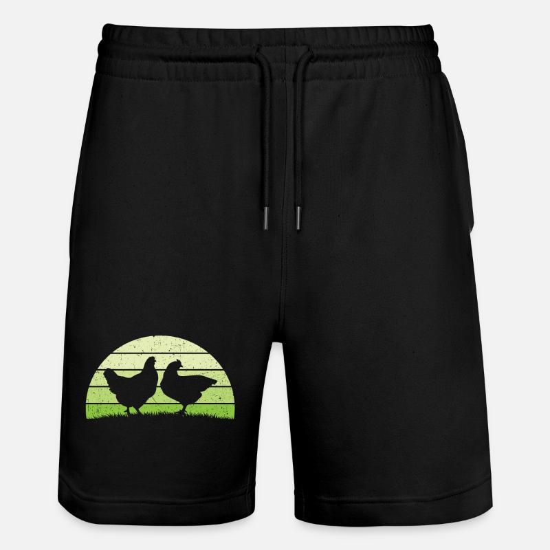 Retro Hen Hens - Stanley/Stella Trainer Unisex Organic Jogging Shorts - black