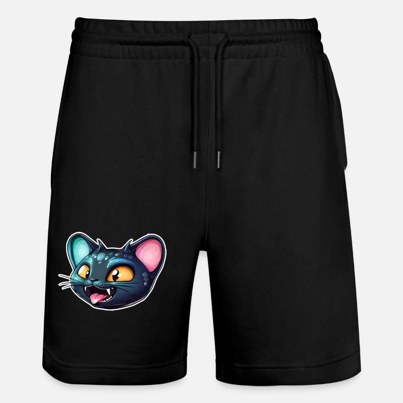 Funny Alien Cat Face - Stanley/Stella Trainer Unisex Organic Jogging Shorts - black