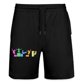 parkour traceur freerunning cityparkour jump-art - Stanley/Stella Unisex Bio Joggingshorts Trainer  - Schwarz - Vorne - Nik (191cm) & Marisol (170cm)