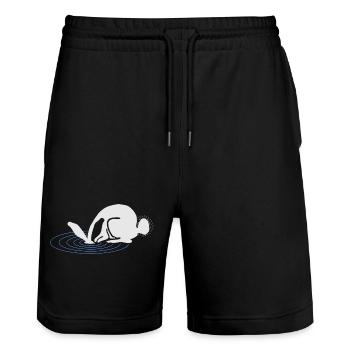 Un lapin blanc - Short de jogging bio TRAINER Stanley/Stella unisexe - noir - Devant - Nik (191cm) & Marisol (170cm)