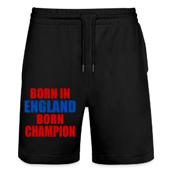 born in england born champion - angleterre - Short de jogging bio TRAINER Stanley/Stella unisexe - noir - Devant - Nik (191cm) & Marisol (170cm)