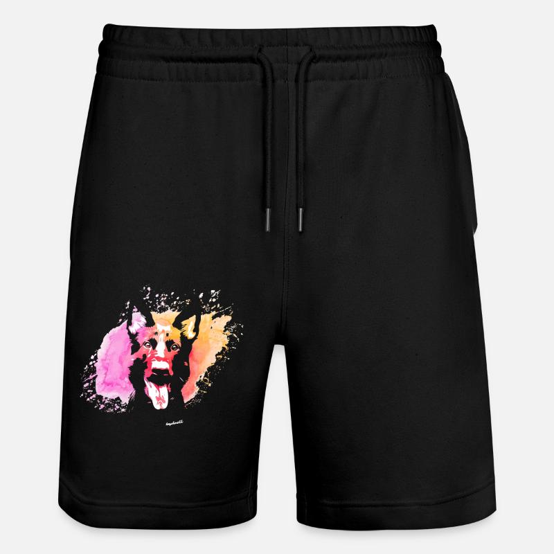 Schäferhund Farbklecks - Stanley/Stella Unisex Bio Joggingshorts Trainer  - Schwarz