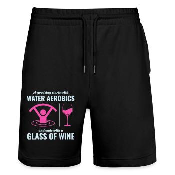 Wassergymnastik Aquafitness Aqua Exercise Wein - Stanley/Stella Unisex Bio Joggingshorts Trainer  - Schwarz - Vorne - Nik (191cm) & Marisol (170cm)