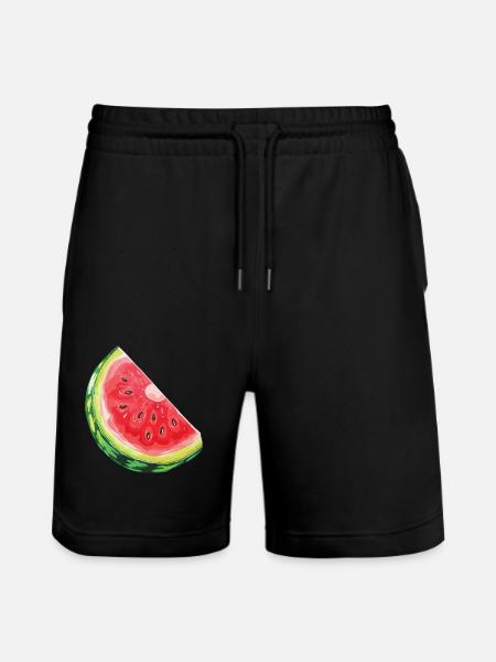 Watermelon slice quenching thirst - Stanley/Stella Trainer Unisex Organic Jogging Shorts - black