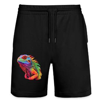 Iguana Radiation - Stanley/Stella Trainer Unisex Organic Jogging Shorts - black - Front - Nik (191cm) & Marisol (170cm)
