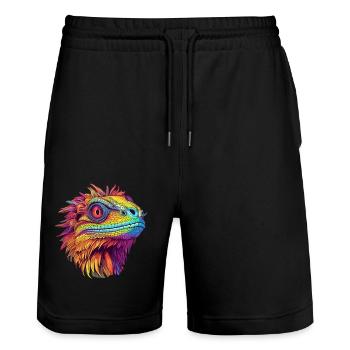 Luminous Pogona harmony - Stanley/Stella Trainer Unisex Organic Jogging Shorts - black - Front - Nik (191cm) & Marisol (170cm)