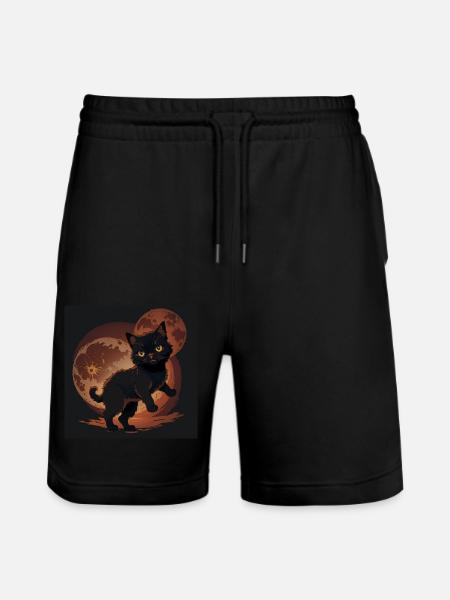 Black Cat Halloween - Stanley/Stella Trainer Unisex Organic Jogging Shorts - black