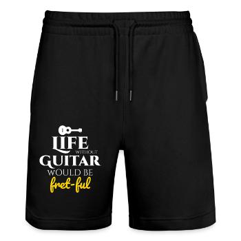 Fret-fully Funny: Célébrer la vie avec des guitares - Short de jogging bio TRAINER Stanley/Stella unisexe - noir - Devant - Nik (191cm) & Marisol (170cm)