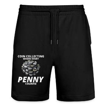 Numismatique de collection de pièces de monnaie - Short de jogging bio TRAINER Stanley/Stella unisexe - noir - Devant - Nik (191cm) & Marisol (170cm)