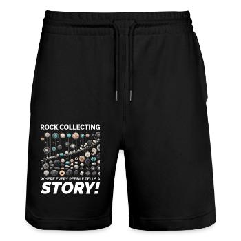 Pebble Rock Collecting Collector Geology Rockhound - Stanley/Stella Trainer Unisex Organic Jogging Shorts - black - Front - Nik (191cm) & Marisol (170cm)