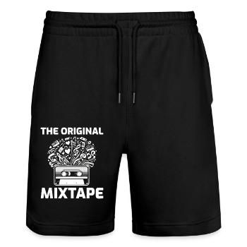 Mixtape Magic des années 80 : Explosion musicale avec cassette - Short de jogging bio TRAINER Stanley/Stella unisexe - noir - Devant - Nik (191cm) & Marisol (170cm)