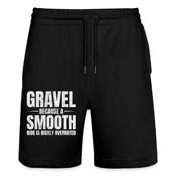 Urkomisches Gravel-Fahren: Offroad-Fahrrad - Stanley/Stella Unisex Bio Joggingshorts Trainer  - Schwarz - Vorne - Nik (191cm) & Marisol (170cm)