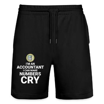 Comptable Comptabilité Tenue de livres Finance Drôle - Short de jogging bio TRAINER Stanley/Stella unisexe - noir - Devant - Nik (191cm) & Marisol (170cm)