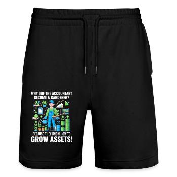 Accountant Turned Gardener's Financial Garden - Stanley/Stella Trainer Unisex Organic Jogging Shorts - black - Front - Nik (191cm) & Marisol (170cm)
