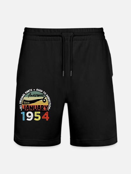 Awesome Since January 1954 Vintage 70 Years Birthday - Stanley/Stella Trainer Unisex Organic Jogging Shorts - black