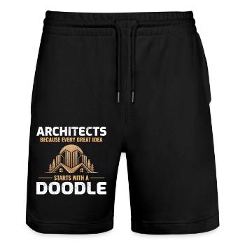 Architekt kritzelt Innenarchitektur Innovation Lustig - Stanley/Stella Unisex Bio Joggingshorts Trainer  - Schwarz - Vorne - Nik (191cm) & Marisol (170cm)