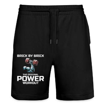 Bricklayer Bricklaying Humor Power Workout Funny - Stanley/Stella Trainer Unisex Organic Jogging Shorts - black - Front - Nik (191cm) & Marisol (170cm)