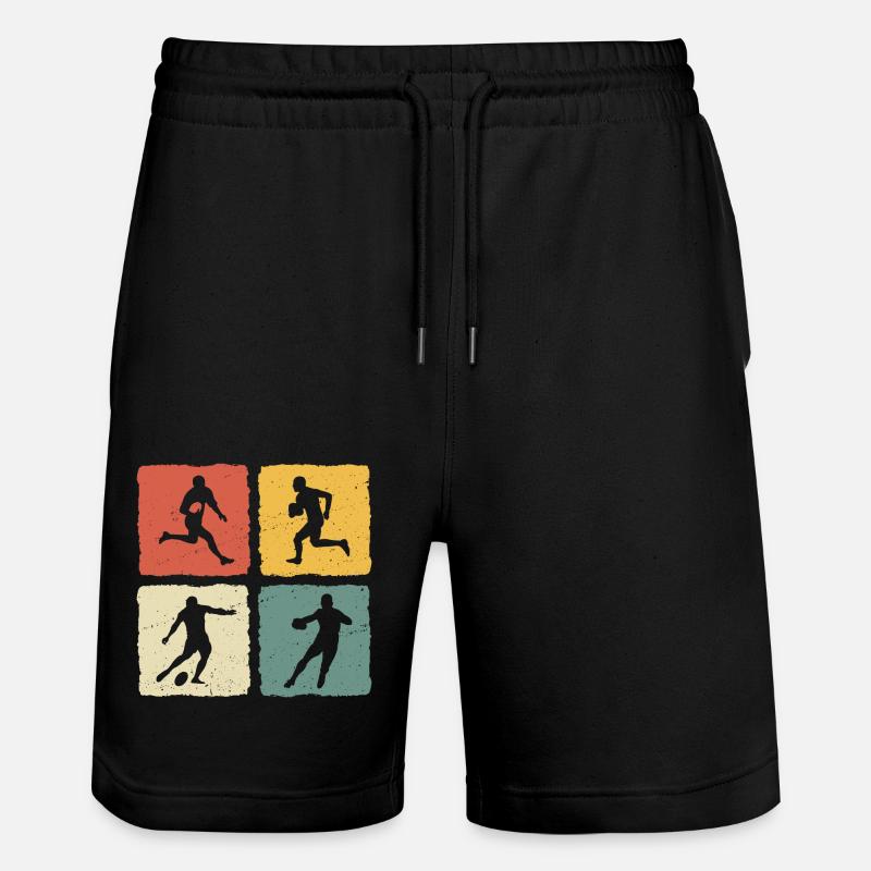 Retro Rugby T-Shirt - Stanley/Stella Trainer Unisex Organic Jogging Shorts - black