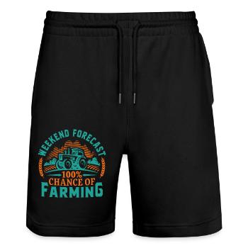 Prévisions du week-end 100% de chances d’agriculture - Short de jogging bio TRAINER Stanley/Stella unisexe - noir - Devant - Nik (191cm) & Marisol (170cm)