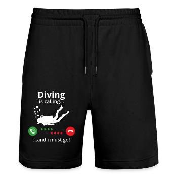 Diving is calling and i must go - Stanley/Stella Trainer Unisex Organic Jogging Shorts - black - Front - Nik (191cm) & Marisol (170cm)