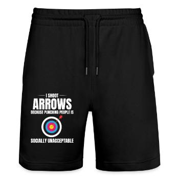 Archery Targets Archer Bullseye Shooting Sport - Stanley/Stella Trainer Unisex Organic Jogging Shorts - black - Front - Nik (191cm) & Marisol (170cm)