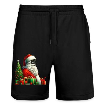 Weihnachtsjubel des Weihnachtsmanns - Stanley/Stella Unisex Bio Joggingshorts Trainer  - Schwarz - Vorne - Nik (191cm) & Marisol (170cm)