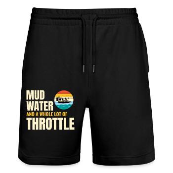 Airboat Fanboat Airboating Planeboat Sumpfboot - Stanley/Stella Unisex Bio Joggingshorts Trainer  - Schwarz - Vorne - Nik (191cm) & Marisol (170cm)