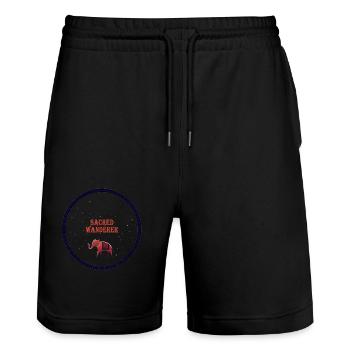 Sacred Elephant Odyssey - Stanley/Stella Trainer Unisex Organic Jogging Shorts - black - Front - Nik (191cm) & Marisol (170cm)