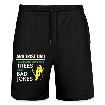 Arboriste Arboriculture Chirurgien Grimpeur Grimpeur Coupe-bordures - Short de jogging bio TRAINER Stanley/Stella unisexe - noir - Devant - Nik (191cm) & Marisol (170cm)