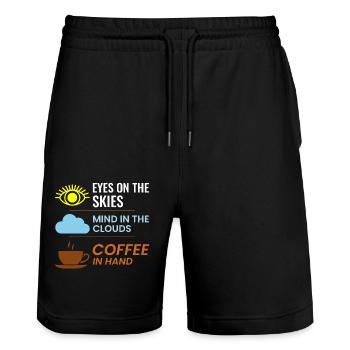 Contrôleur de la circulation aérienne ATC Café Aviation Humour - Short de jogging bio TRAINER Stanley/Stella unisexe - noir - Devant - Nik (191cm) & Marisol (170cm)