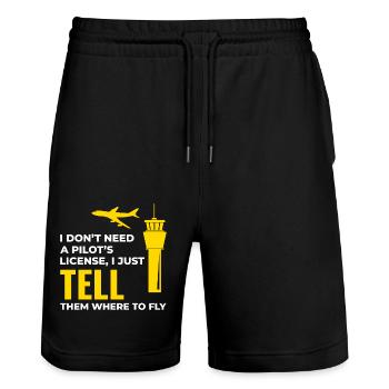 Contrôleur de la circulation aérienne ATC Aviation Humour Avion - Short de jogging bio TRAINER Stanley/Stella unisexe - noir - Devant - Nik (191cm) & Marisol (170cm)
