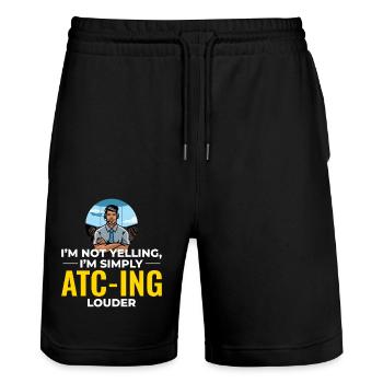 Air Traffic Controller ATC Aviation Humor Airplane - Stanley/Stella Trainer Unisex Organic Jogging Shorts - black - Front - Nik (191cm) & Marisol (170cm)