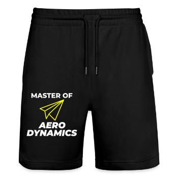 Luft- und Raumfahrtingenieur Flugmechaniker Papierflieger - Stanley/Stella Unisex Bio Joggingshorts Trainer  - Schwarz - Vorne - Nik (191cm) & Marisol (170cm)