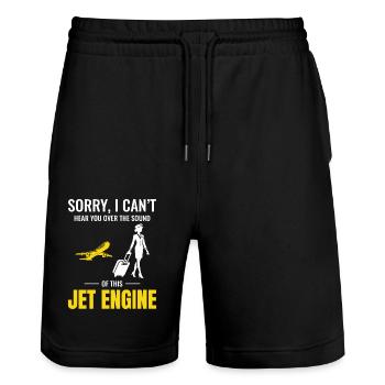 Flugbegleiter Flugpersonal - Stanley/Stella Unisex Bio Joggingshorts Trainer  - Schwarz - Vorne - Nik (191cm) & Marisol (170cm)