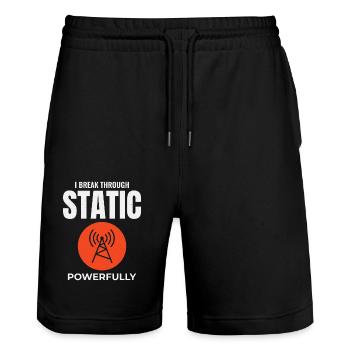 Opérateur radio amateur Fréquence des ondes radio - Short de jogging bio TRAINER Stanley/Stella unisexe - noir - Devant - Nik (191cm) & Marisol (170cm)