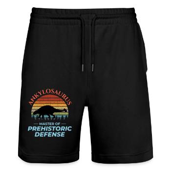 Ankylosaurus Dinosaurier Dino Paläontologe Fossil - Stanley/Stella Unisex Bio Joggingshorts Trainer  - Schwarz - Vorne - Nik (191cm) & Marisol (170cm)
