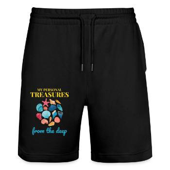 Seashells Collector Beachcomber Sea Shell Ocean - Stanley/Stella Trainer Unisex Organic Jogging Shorts - black - Front - Nik (191cm) & Marisol (170cm)